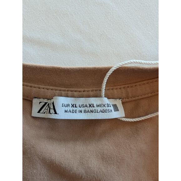 Zara Tan Sleeveless Crop Top xl NWOT Boho Monochromatic Form Fitting - Picture 4 of 5